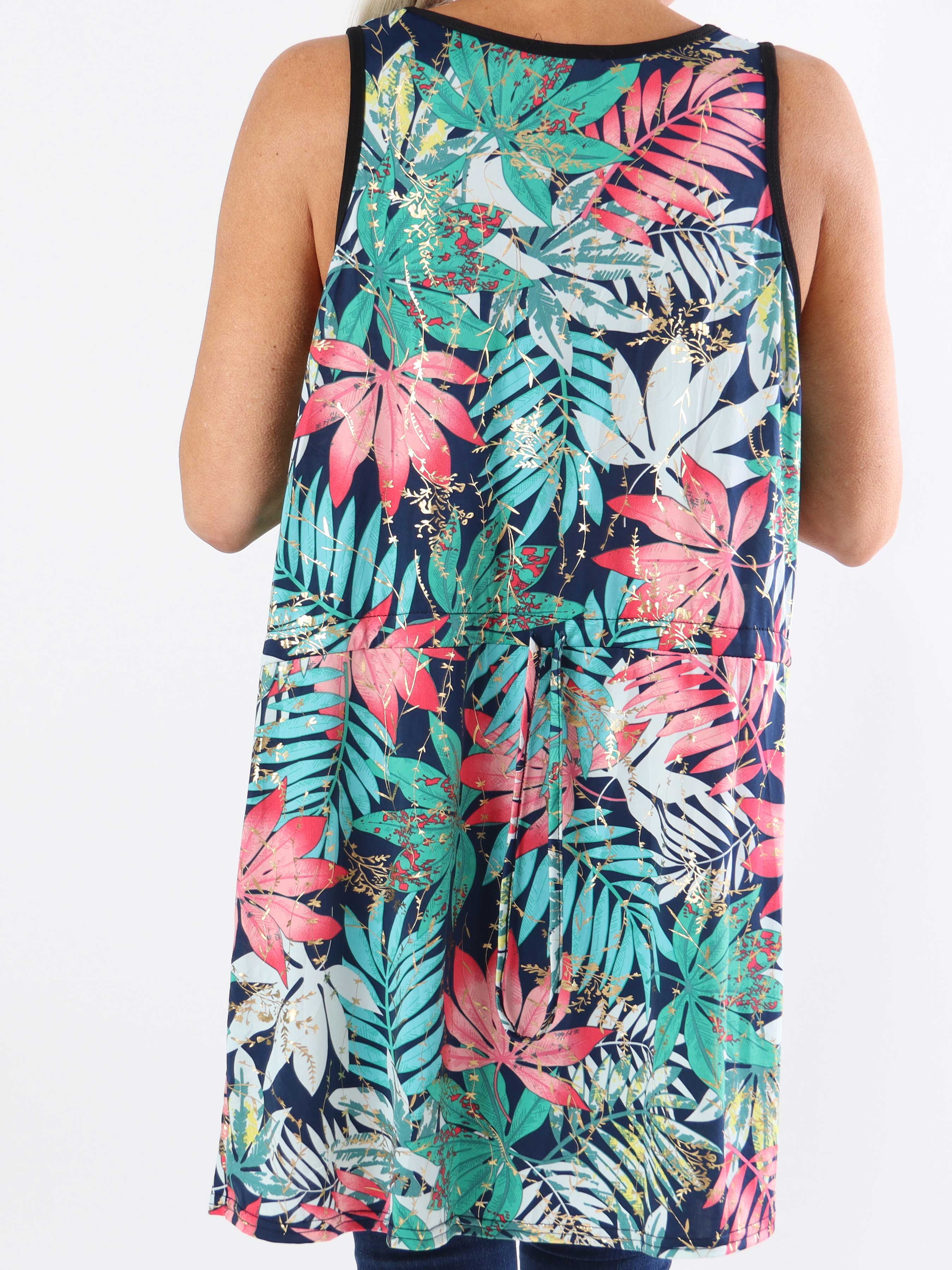 Palma Leaf - Lång mönstrad plus size-tunika i stretchigt tyg